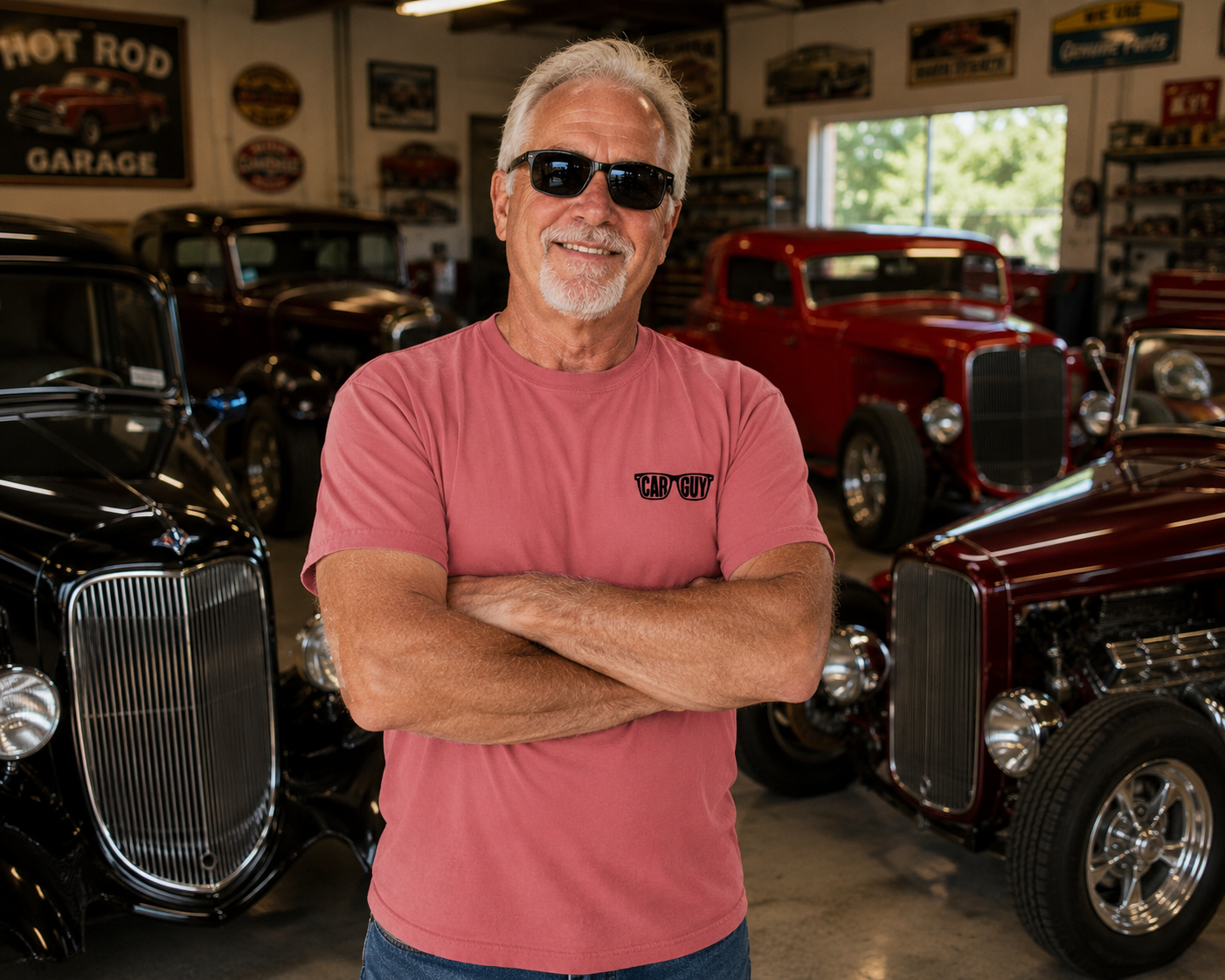 Sunglasses Car Guy Logo  t-shirt