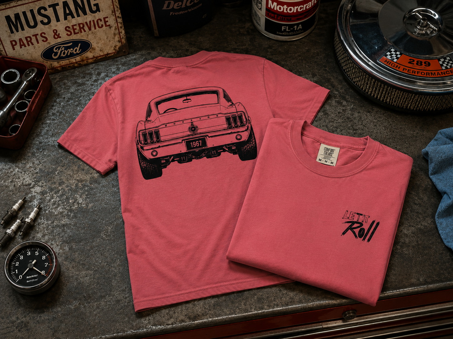 Let's Roll Mustang Fastback t-shirt