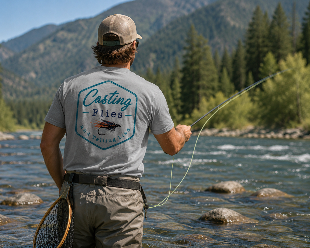 Casting Flies & Telling Lies (Bordered) Tee
