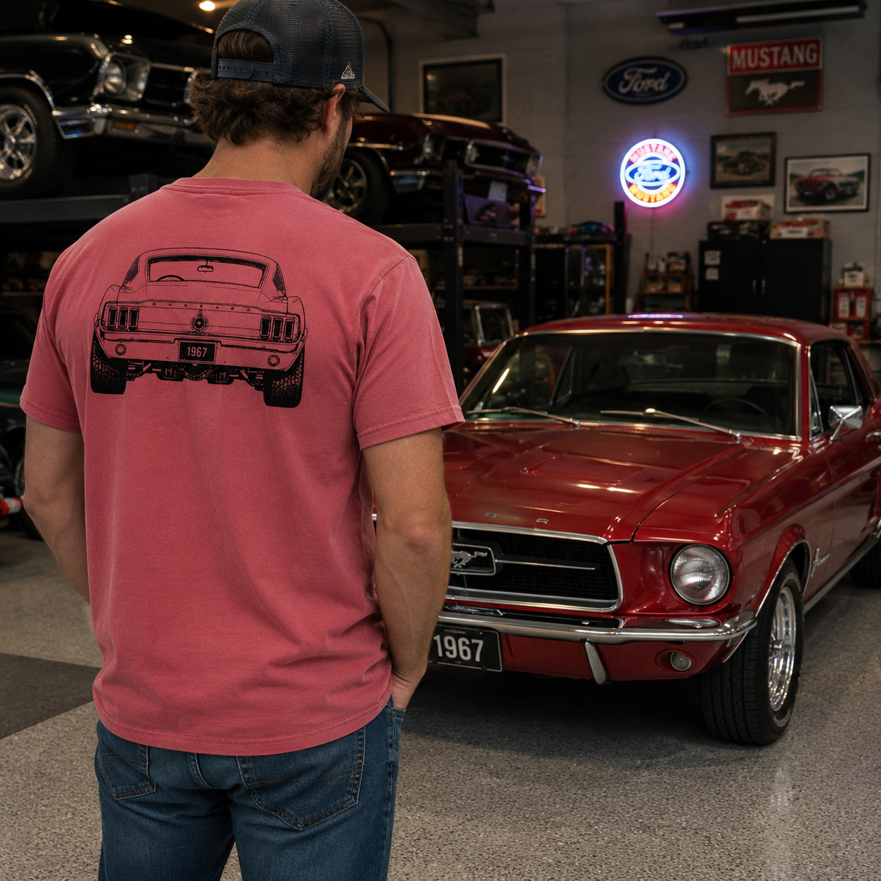 Let's Roll Mustang Fastback t-shirt