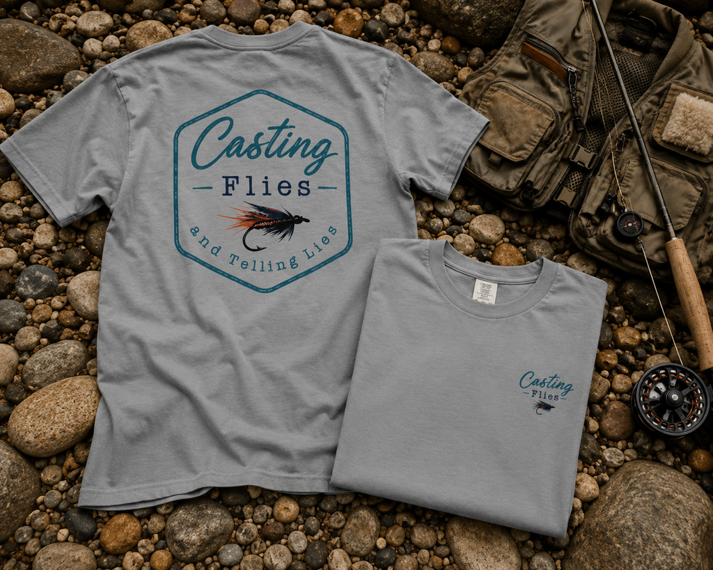 Casting Flies & Telling Lies (Bordered) Tee